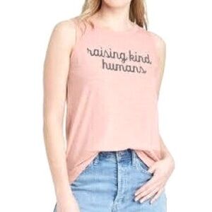 GRAYSON THREADS Pink Crew Neck Sleeveless “Raising Kind Humans” Graphic Top